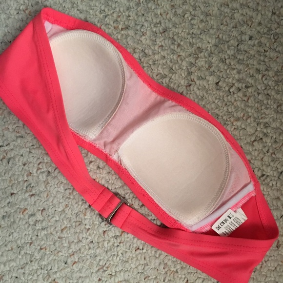 🌸 Neon Pink / Coral Bandeau Bikini top - Picture 2 of 3